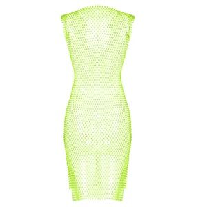 NWOT crystal fishnet grid mini dress bikini cover up